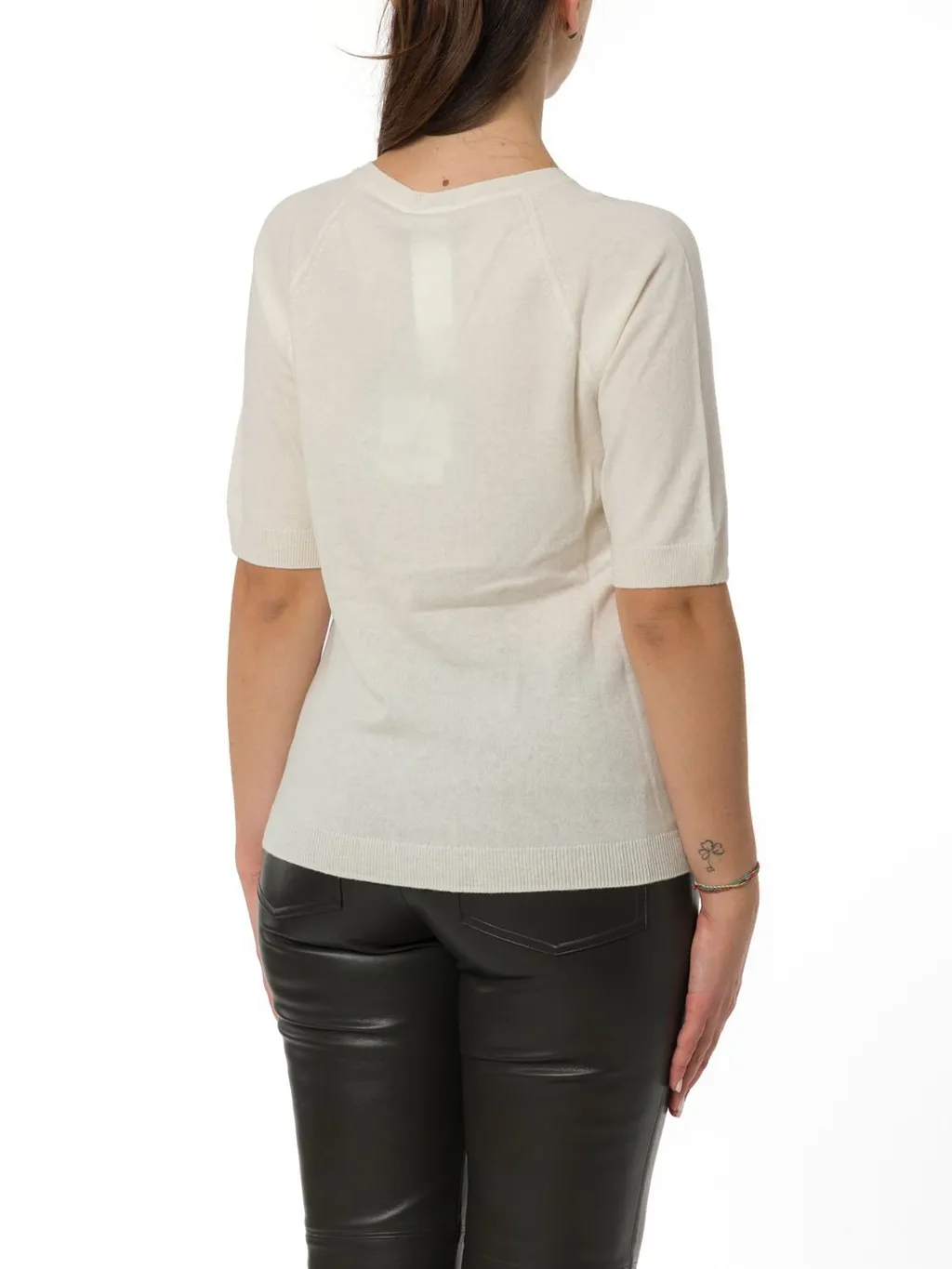 Crewneck Short-Sleeved Knitted Top