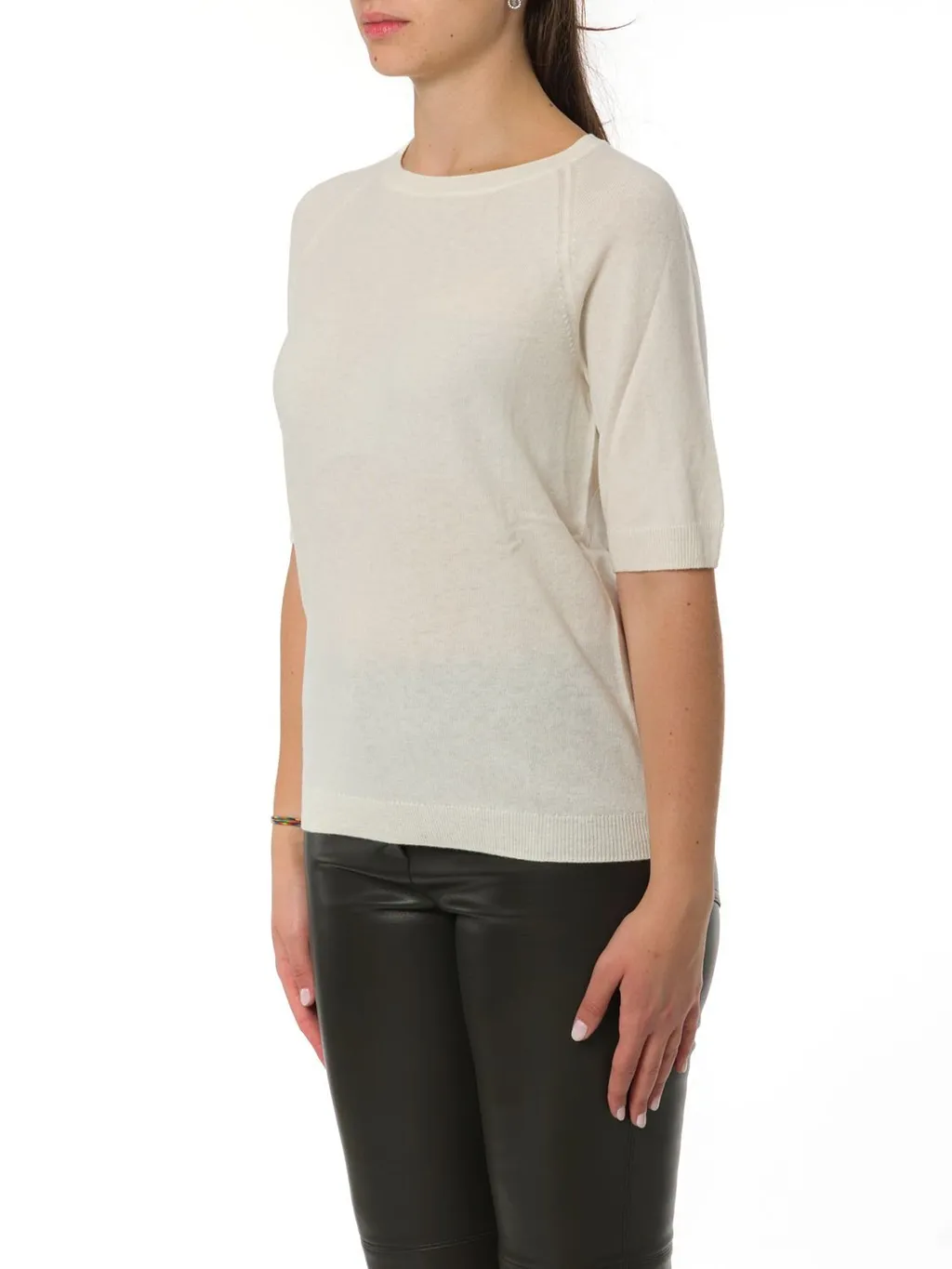Crewneck Short-Sleeved Knitted Top