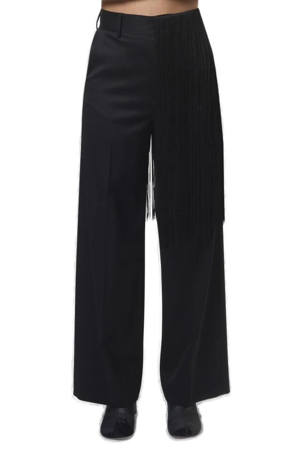 Wide-Leg Fringed Suit Trousers