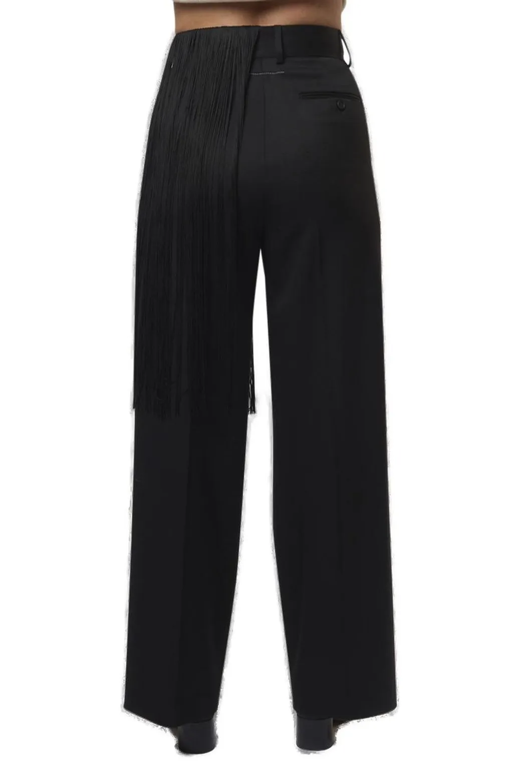 Wide-Leg Fringed Suit Trousers