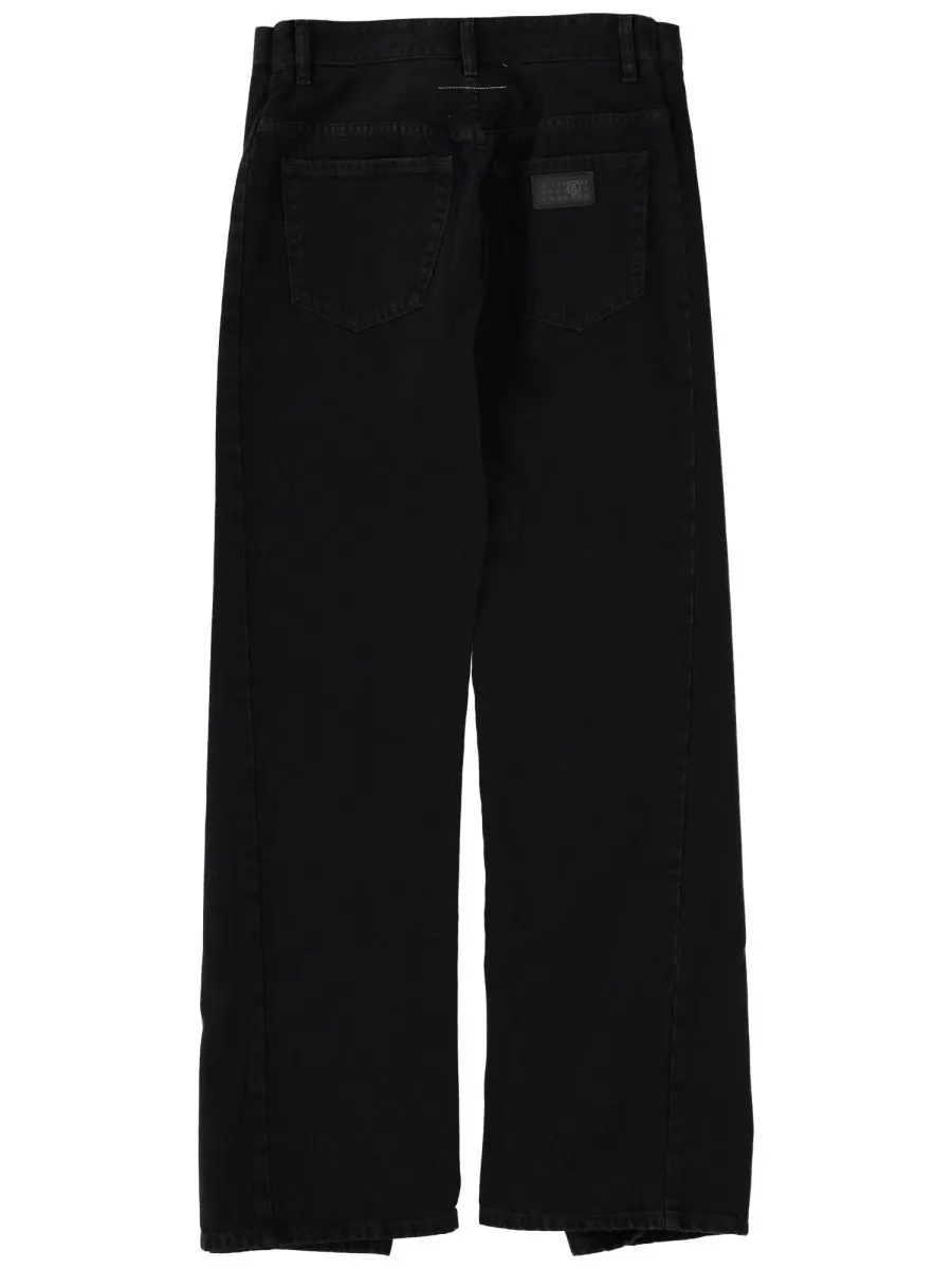 Wide-Leg Draped Jeans