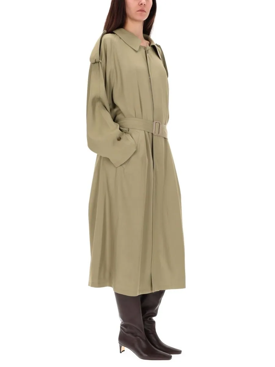 Belted Panel-Detail Trench Coat