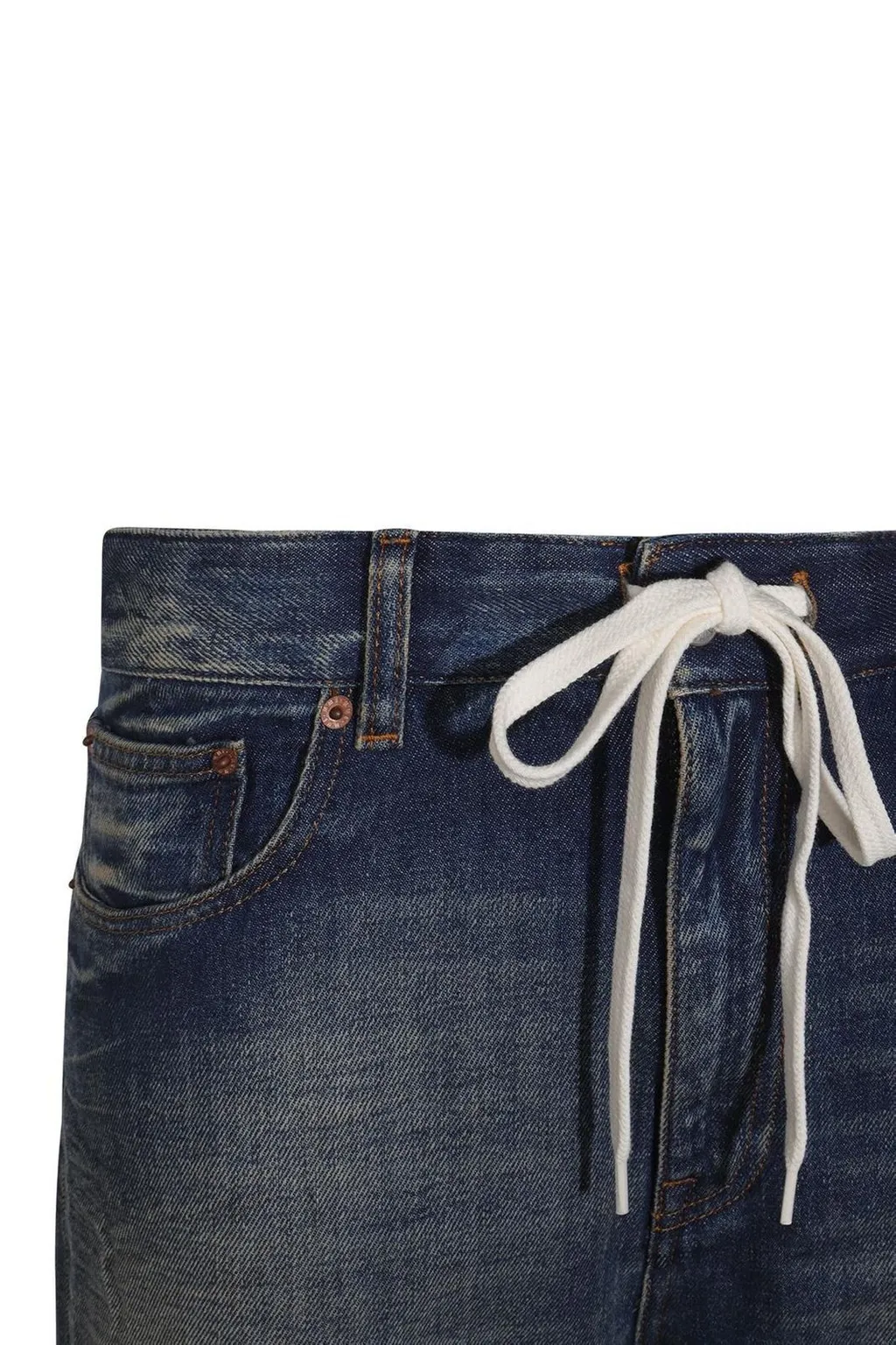 Drawstring Wide-Leg Jeans