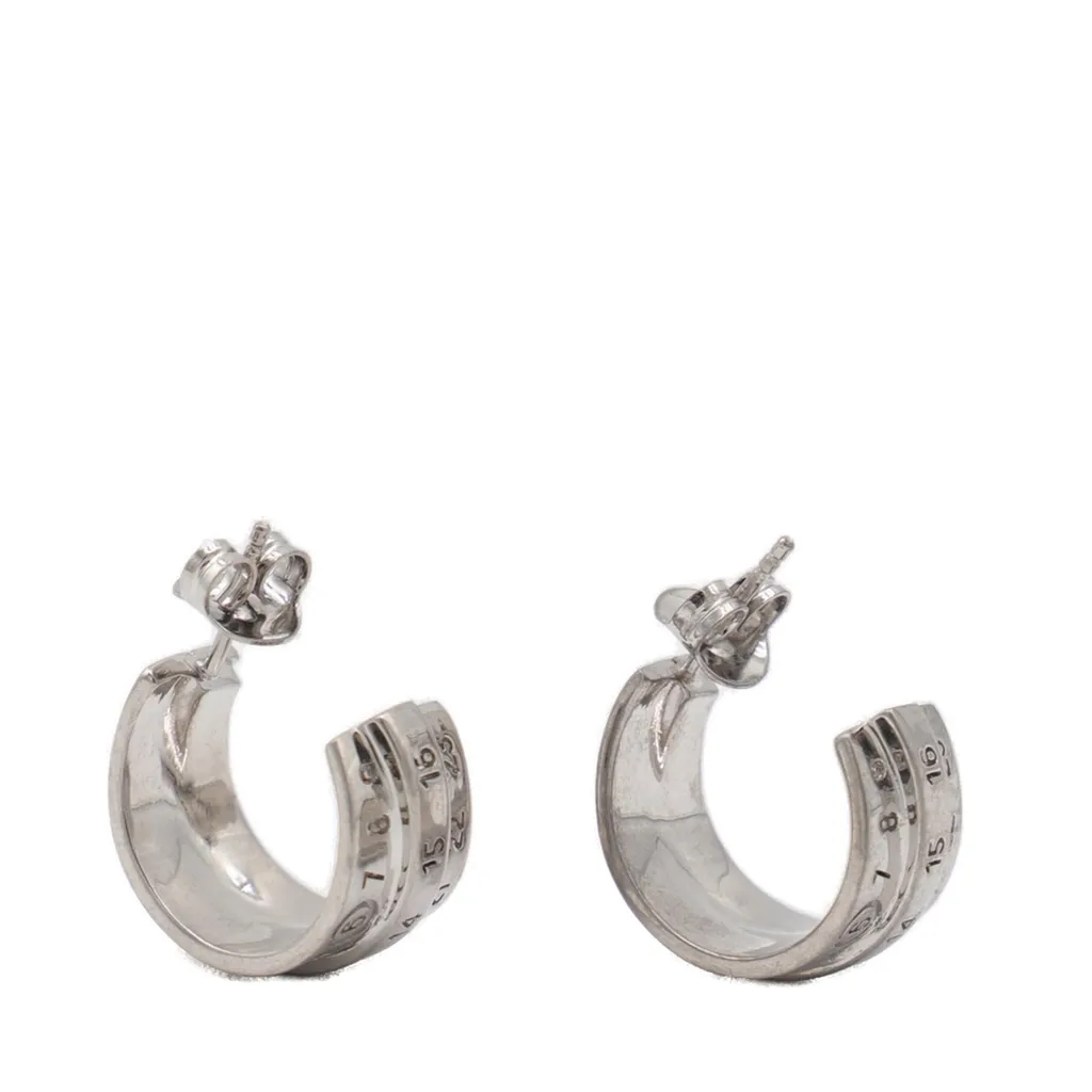 Logo Engraved Numeric Earrings