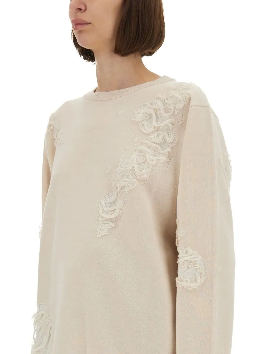 Distressed Crewneck Sweatshirt