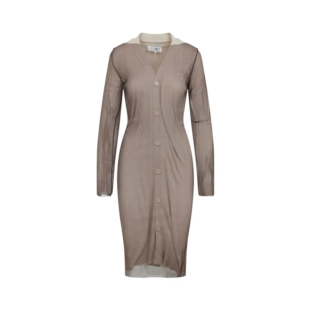 Ribbed V-Neck Cardigan Dress