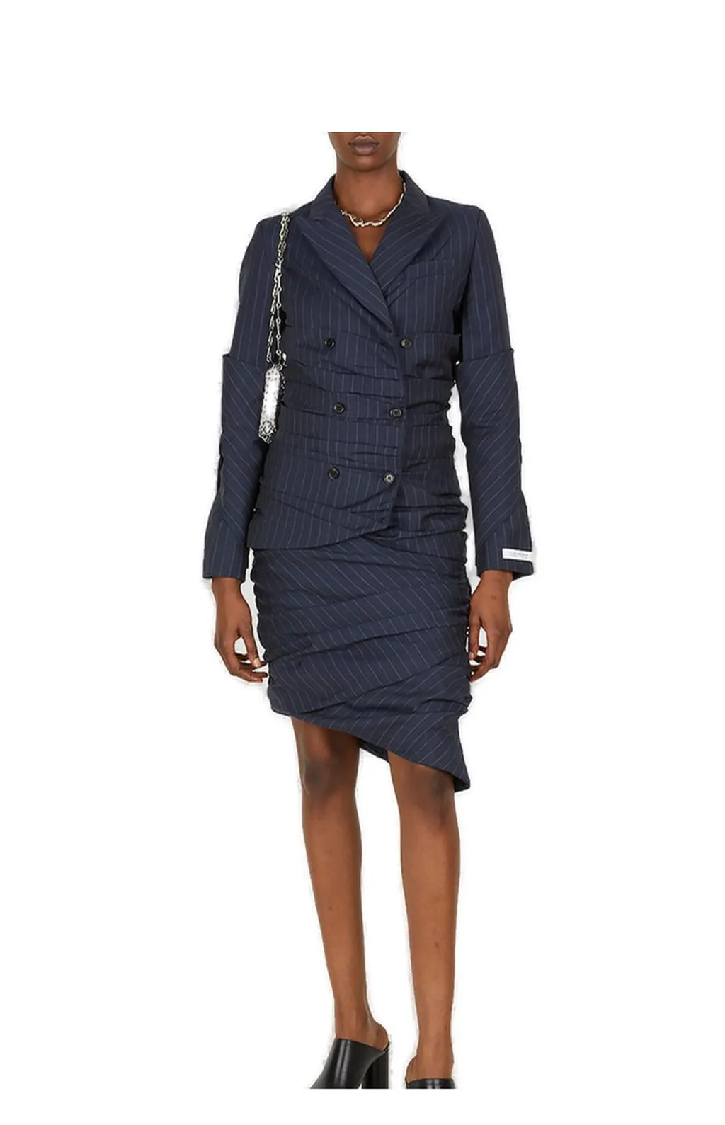 Pinstripe Double-Breasted Blazer