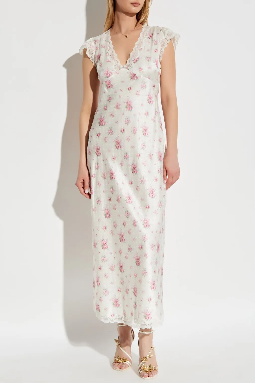 Lace Trim Floral Dress