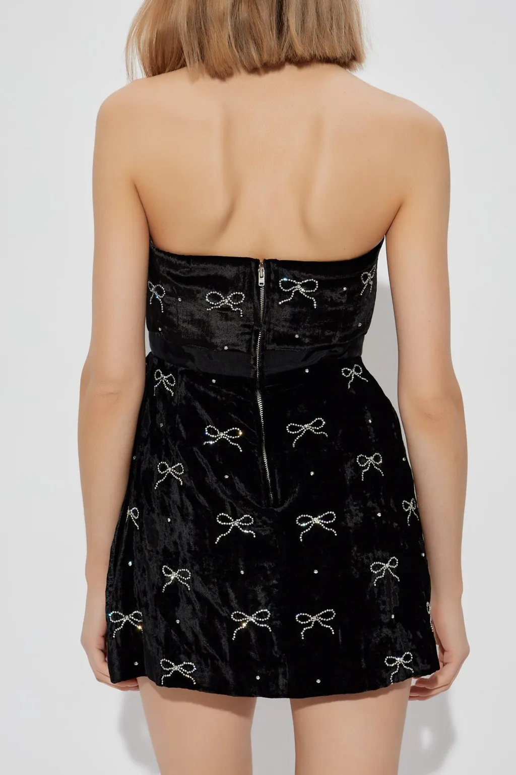 Bow Embellished Strapless Dress
