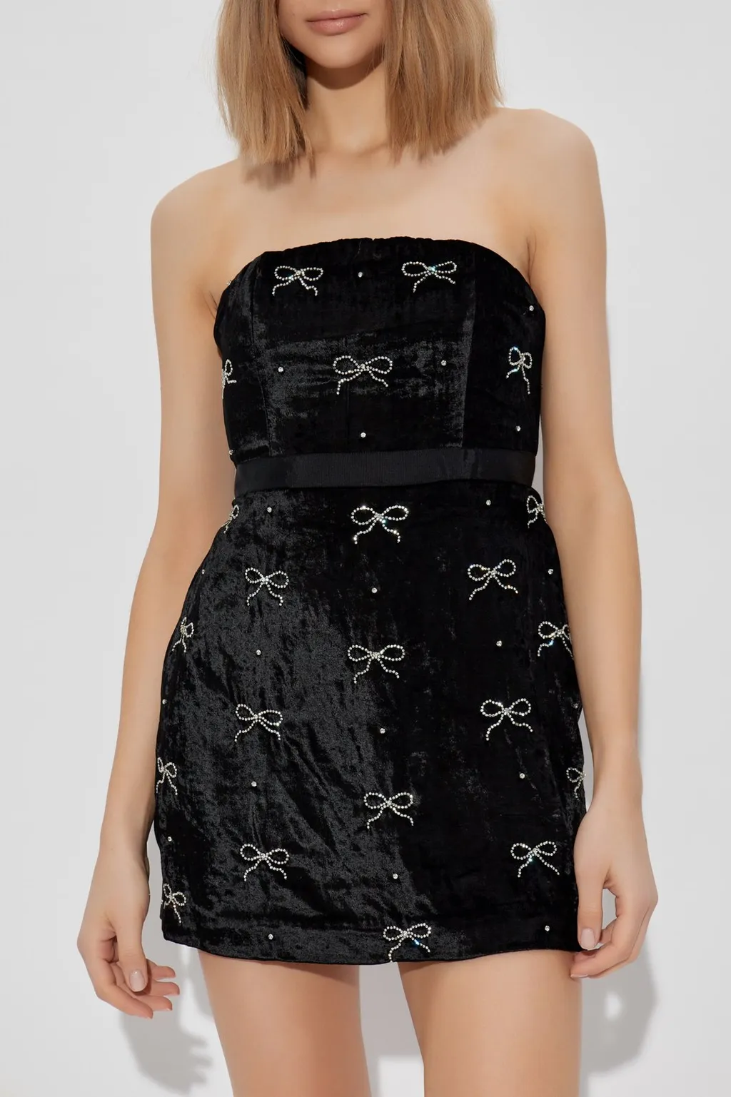 Bow Embellished Strapless Dress