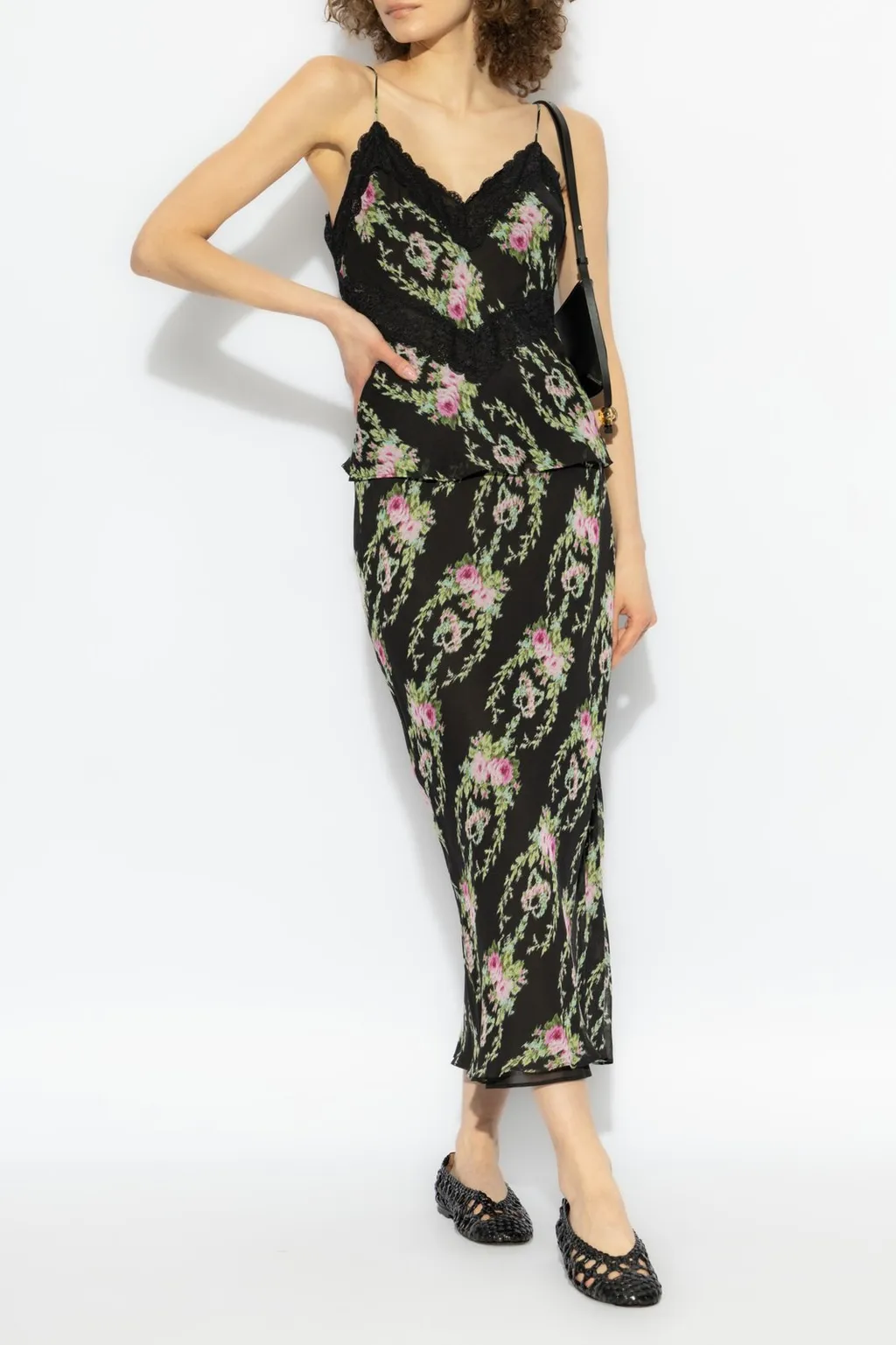 Floral Lace Trim Camisole Top