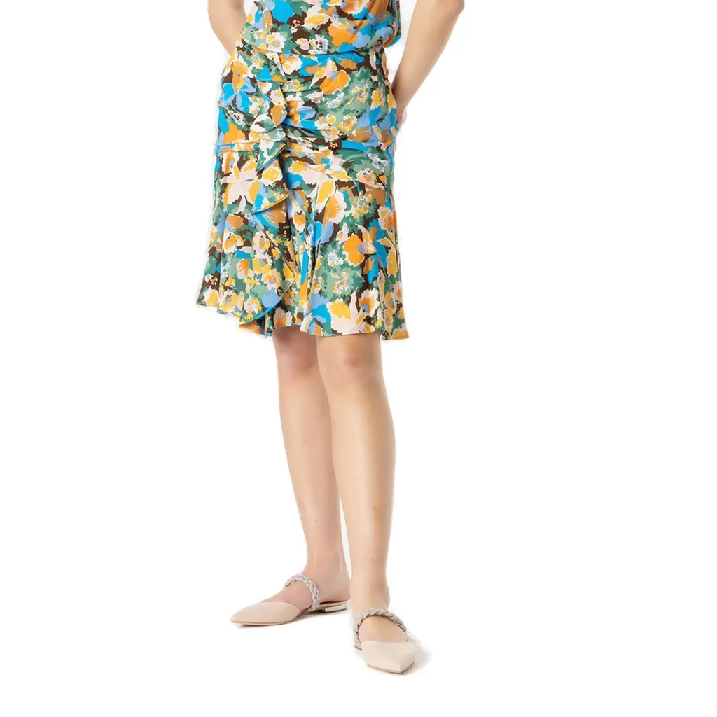 Floral Printed Pleated Mini Skirt