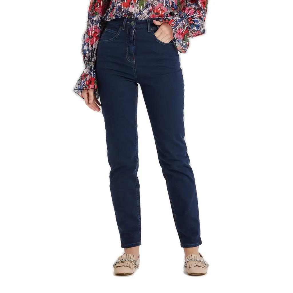 Logo Embroidered High-Waisted Jeans