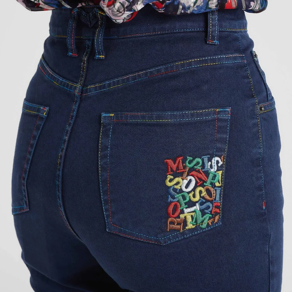 Logo Embroidered High-Waisted Jeans