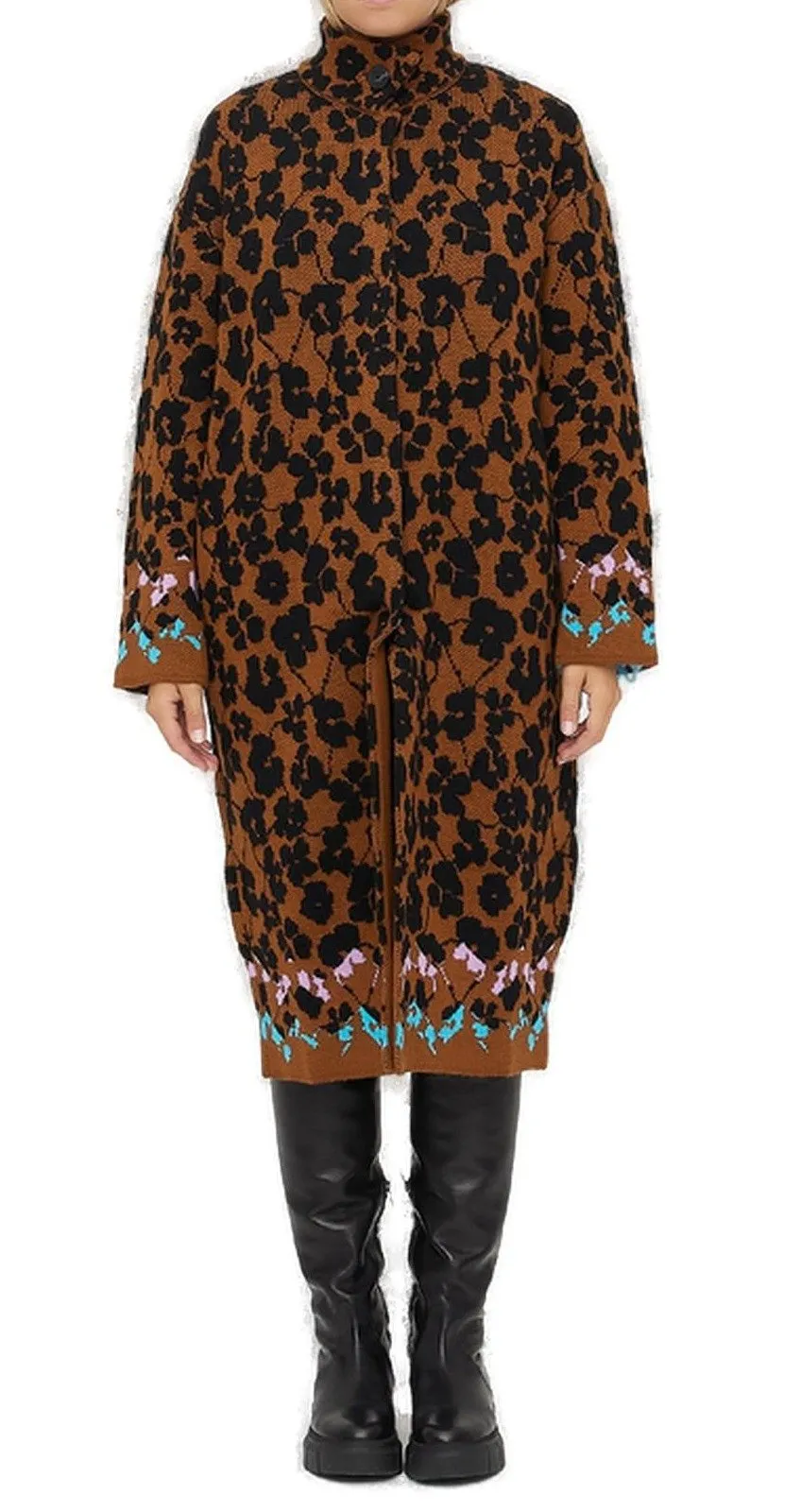 Turtleneck Knit Coat