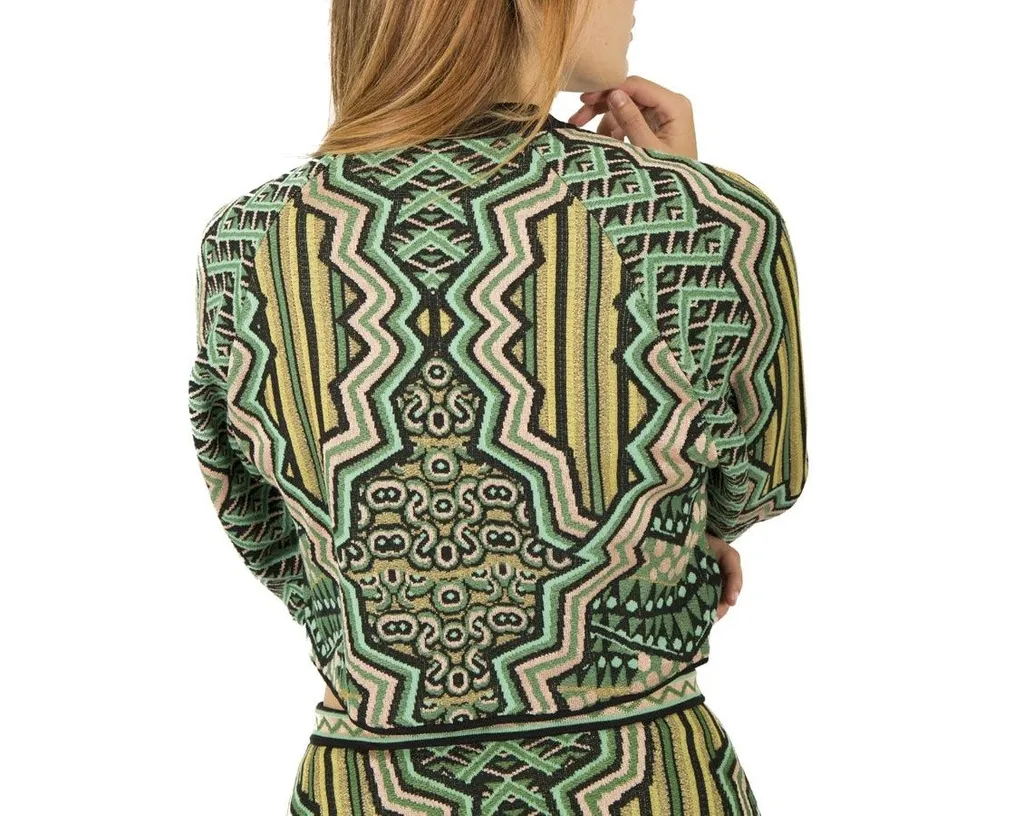 Ethnic Printed Knit Cropped Jumper