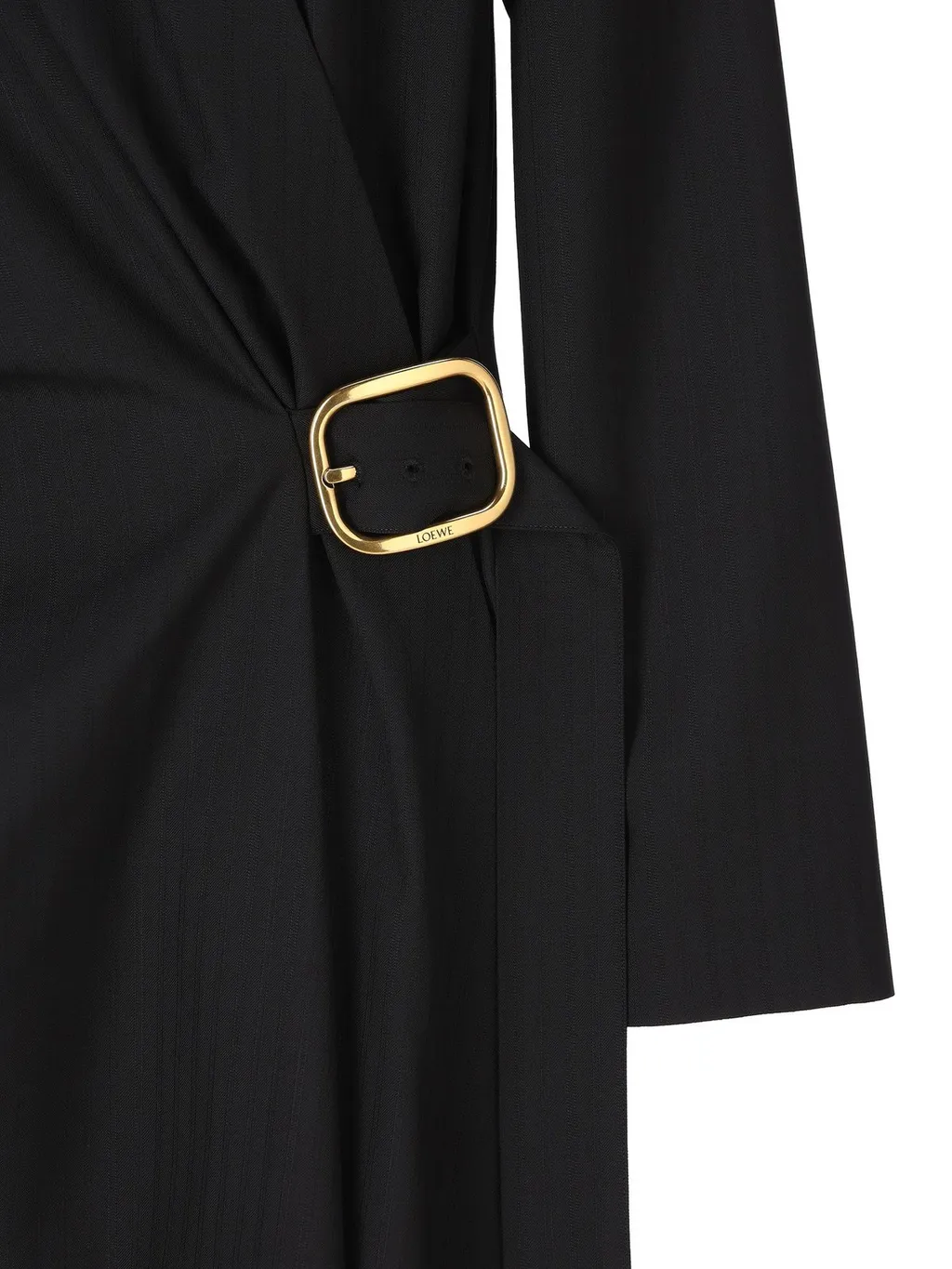 Buckle Detailed Gathered Midi Dress