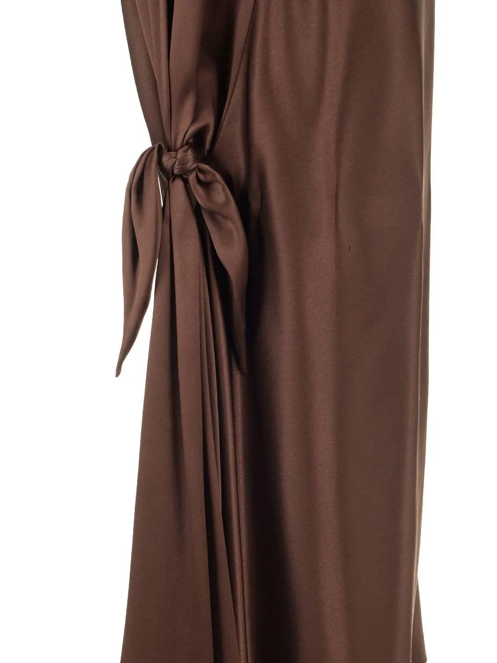 Long Scarf Open-Back Halterneck Satin Dress