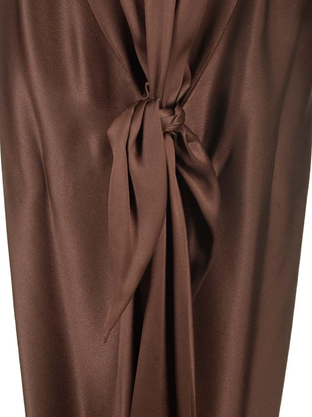 Long Scarf Open-Back Halterneck Satin Dress