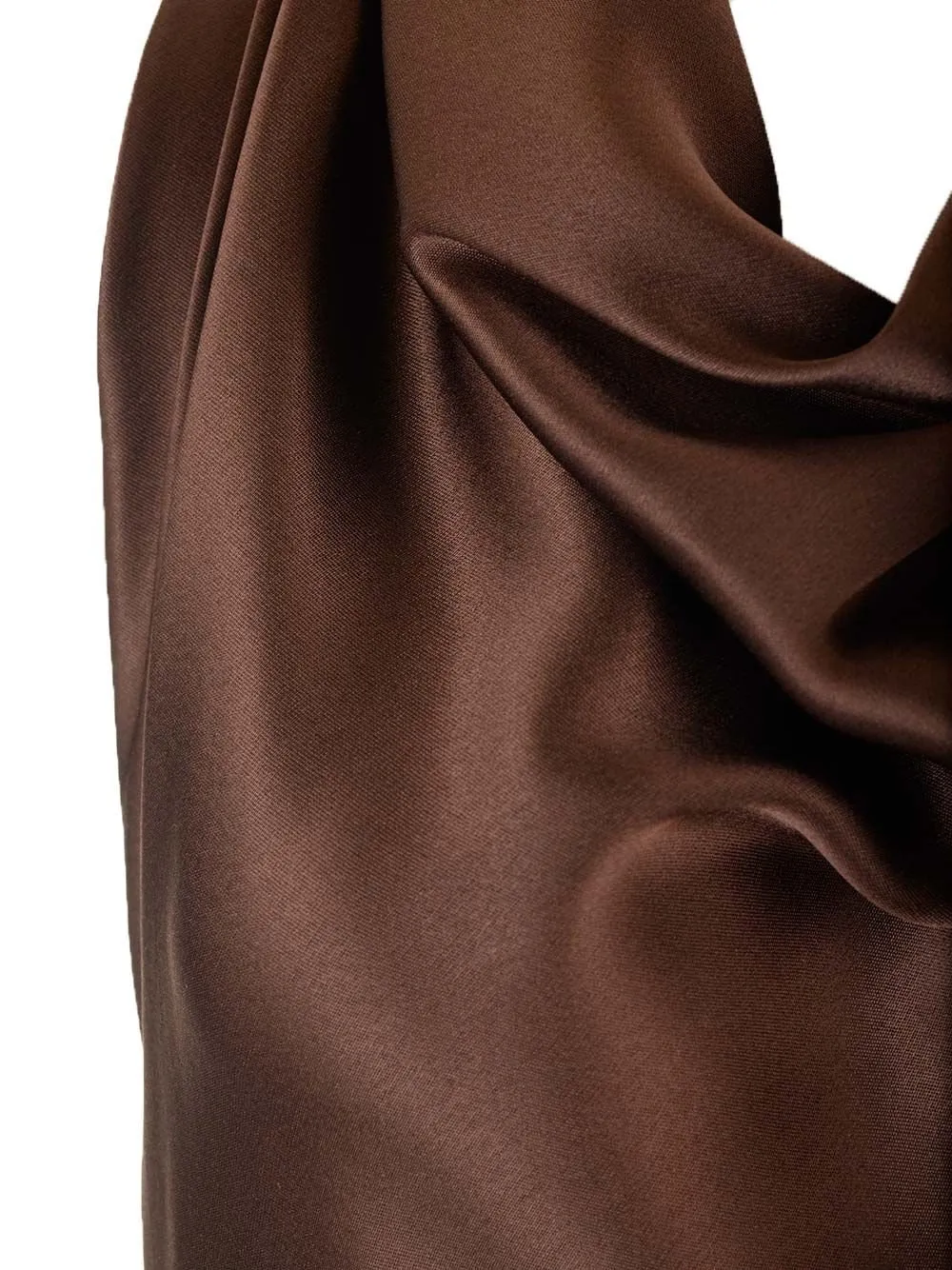 Long Scarf Open-Back Halterneck Satin Dress