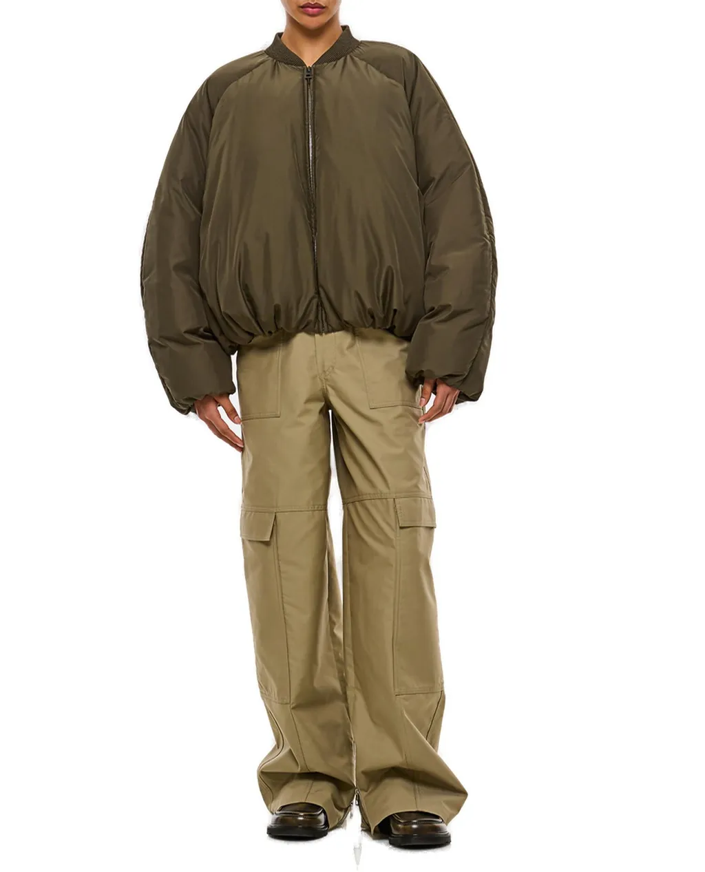 High-Waist Wide-Leg Cargo Trousers