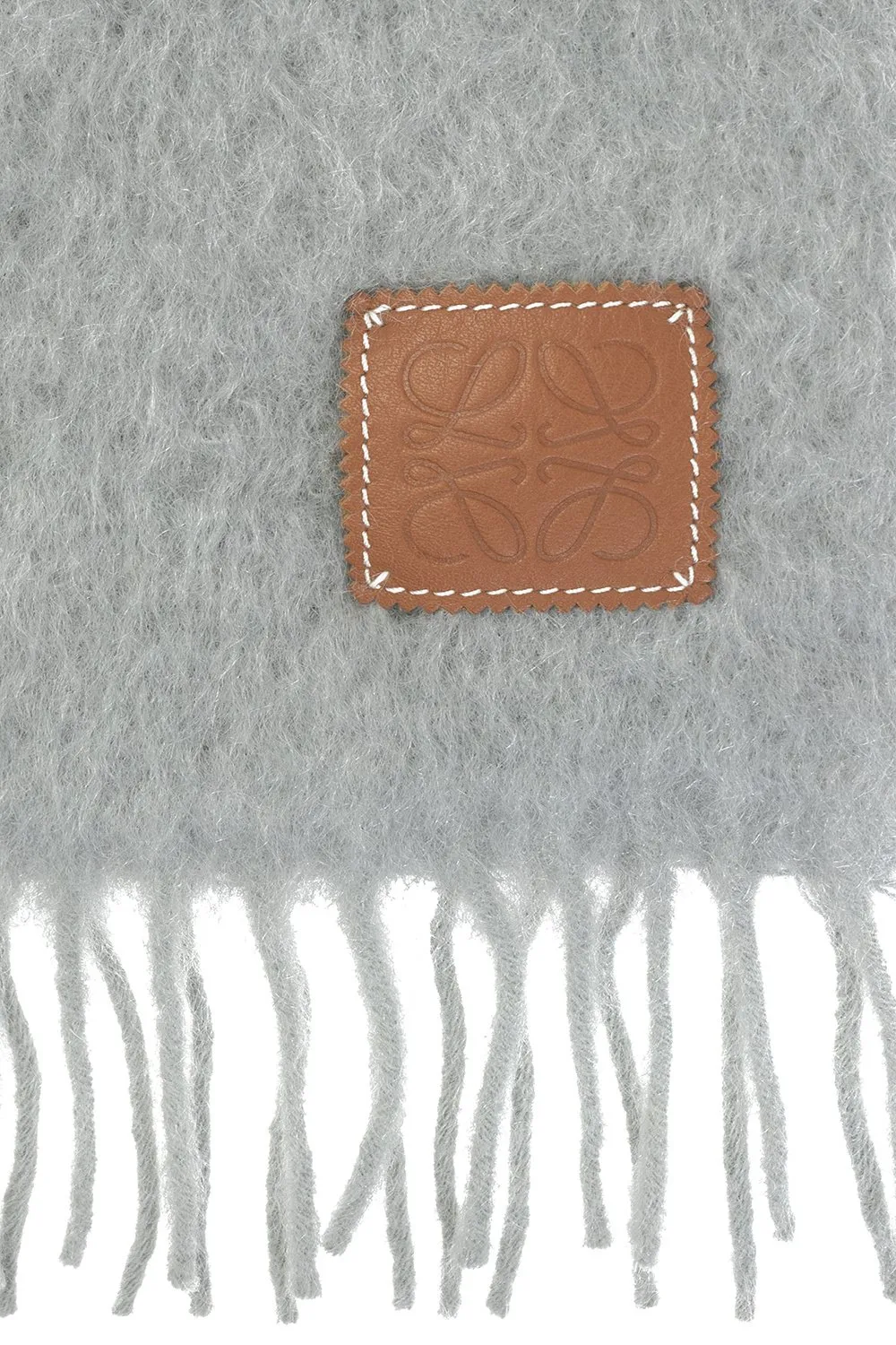 Logo Patch Fringed Scarf