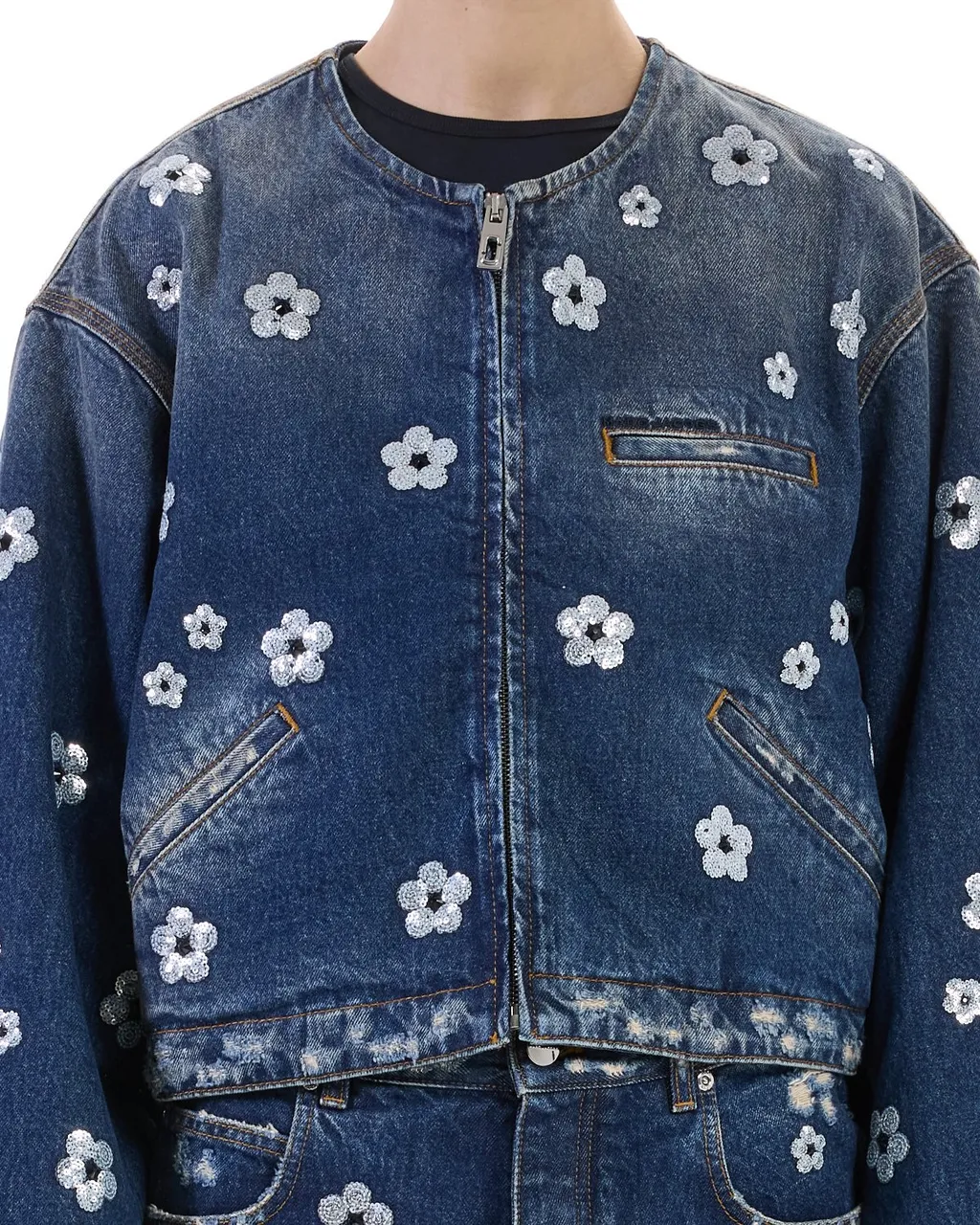 Sequin Daisy Cropped Jacket