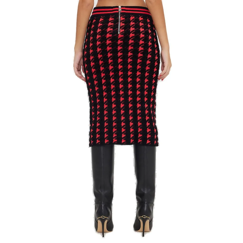 Houndstooth Knit Pencil Skirt