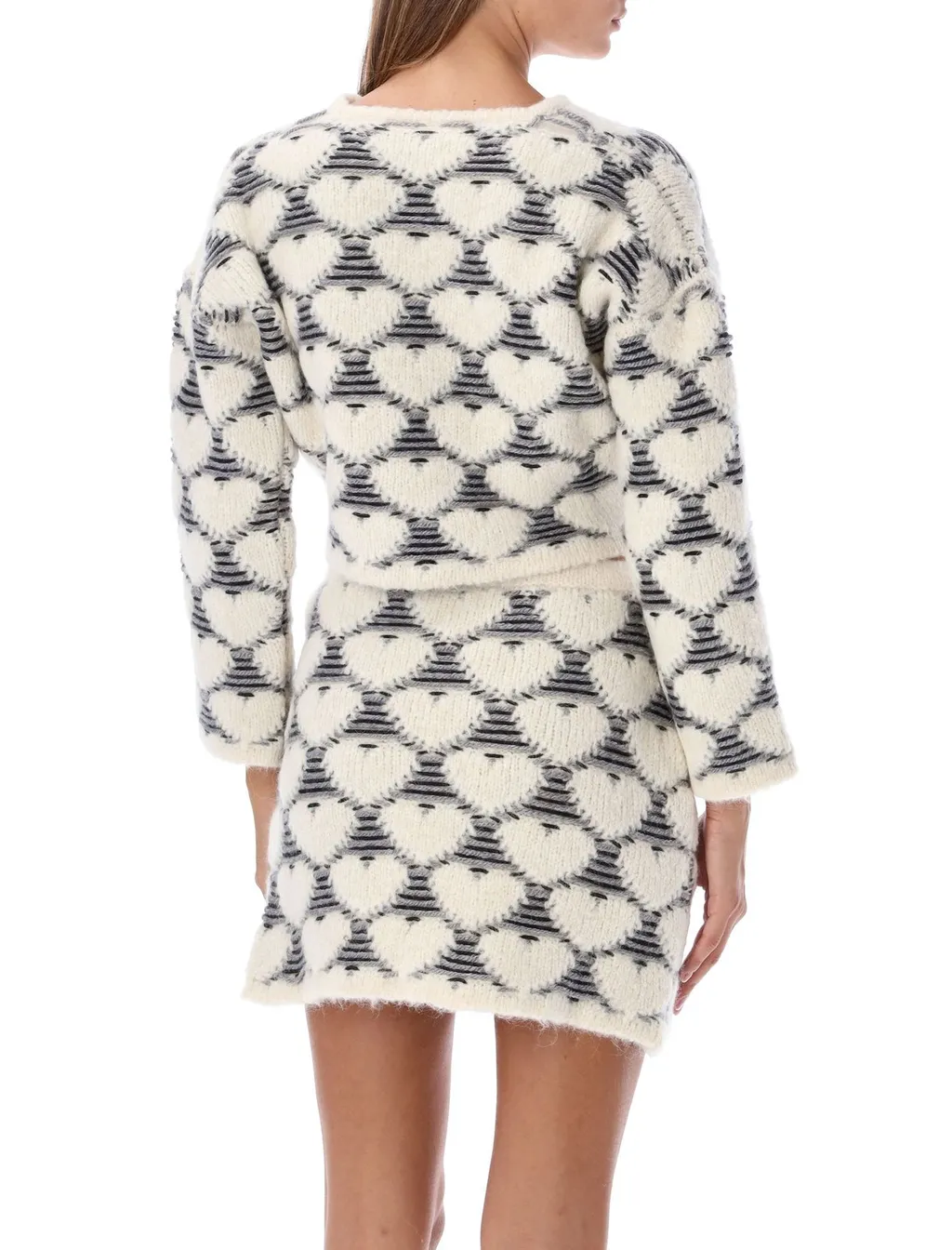 Heart Print Sweater And Skirt Set