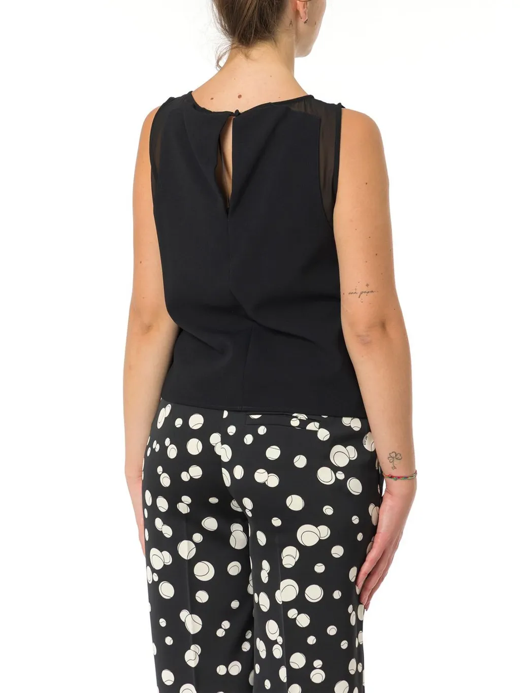Sleeveless Top With Sheer Yoke
