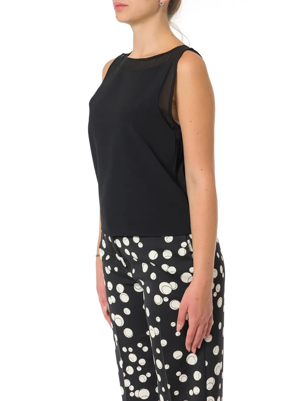 Sleeveless Top With Sheer Yoke