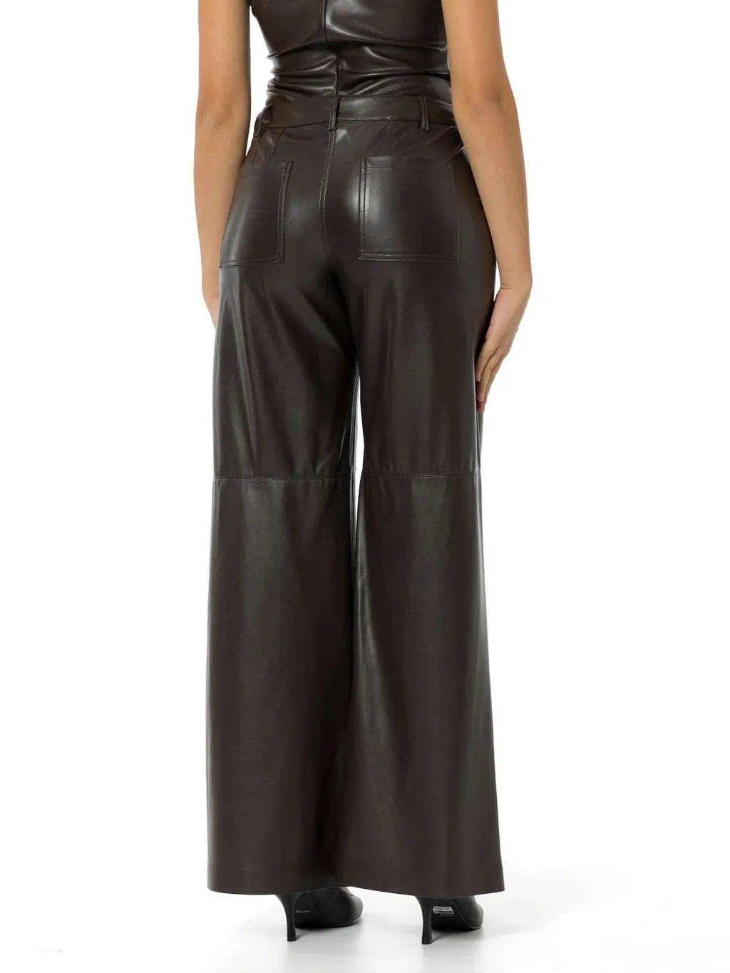 Wide Leg Faux Leather Pants