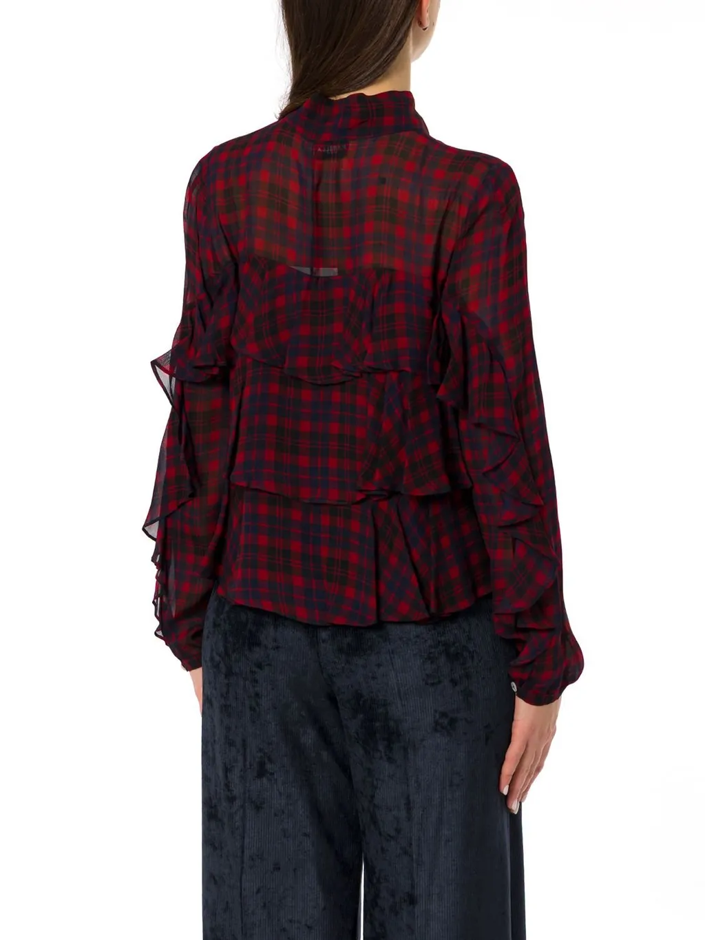 Ruffled Plaid Blouse
