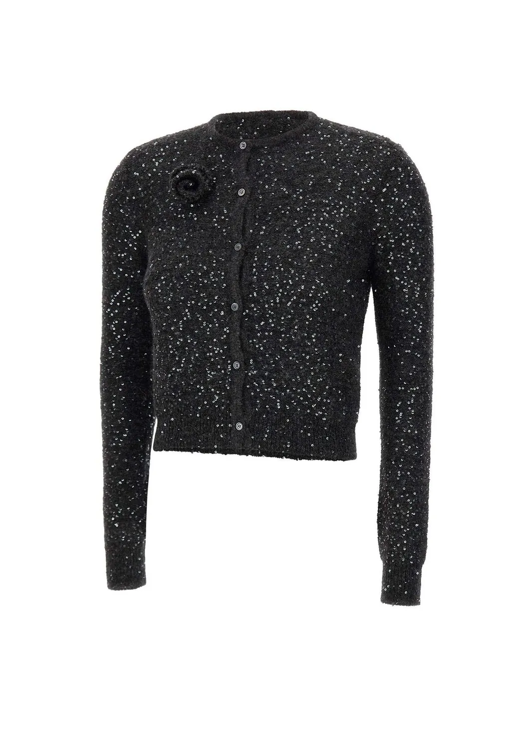 Cardigan With Floral Embellishment