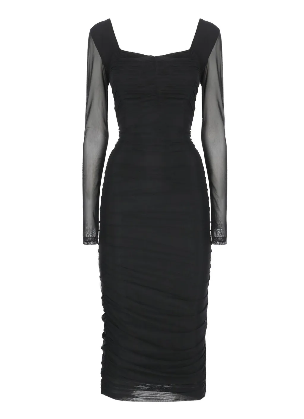 Ruched Sheer Sleeve Dress