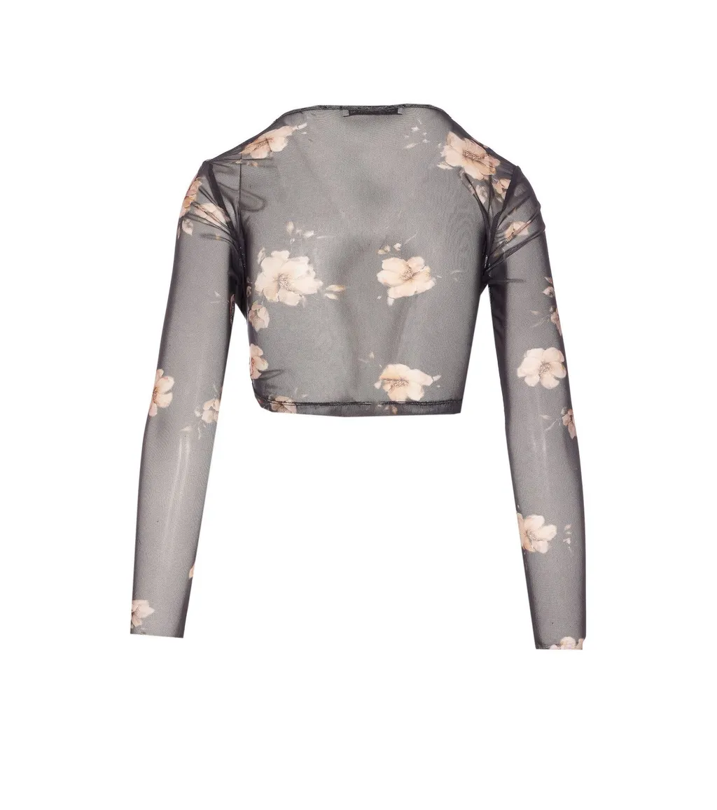 Floral Mesh Cropped Top