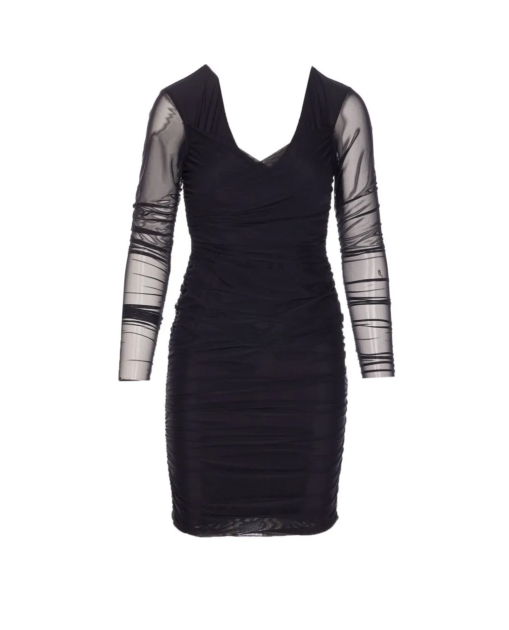 Ruched Mesh Mini Dress