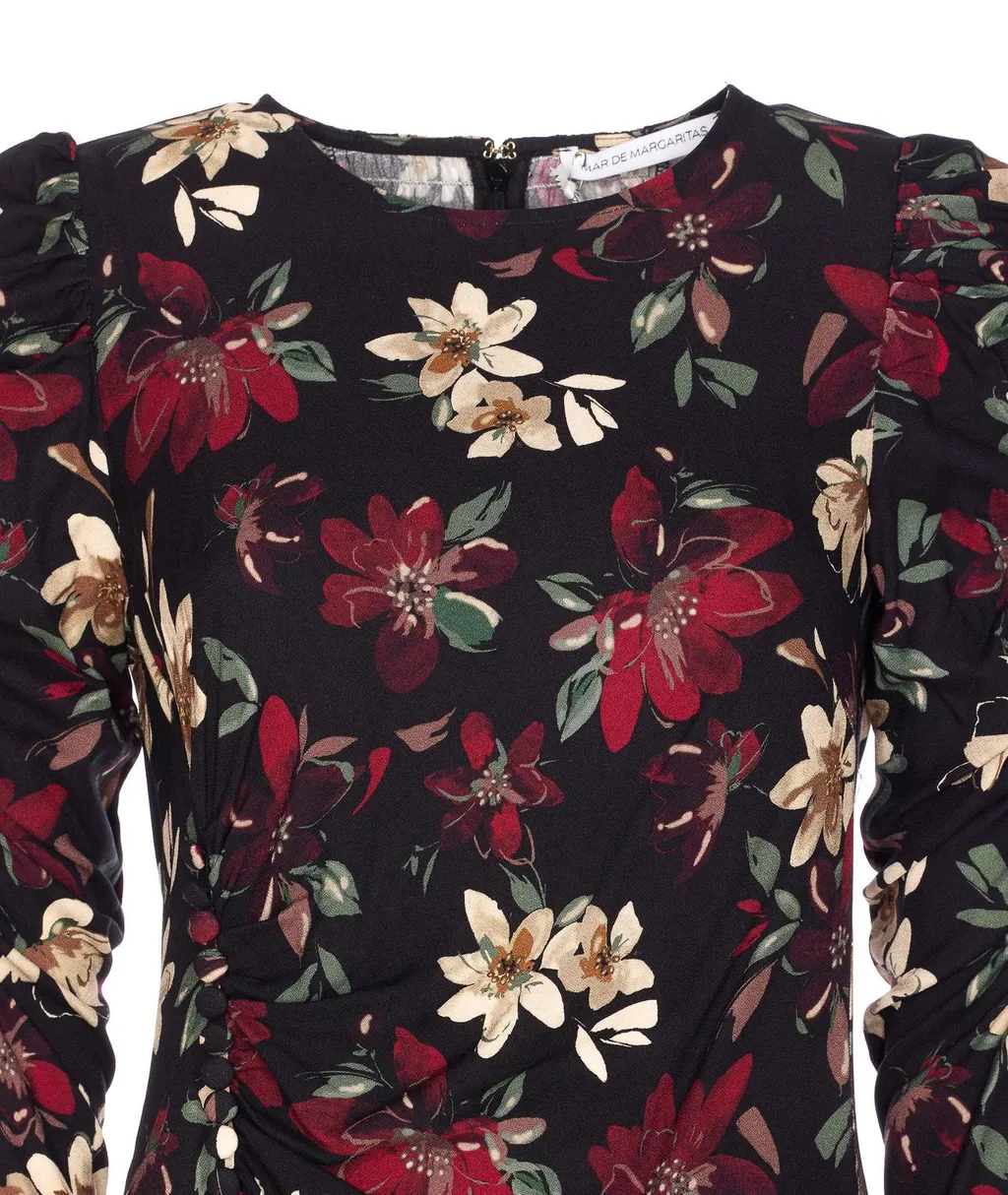 Floral Print Ruched Dress
