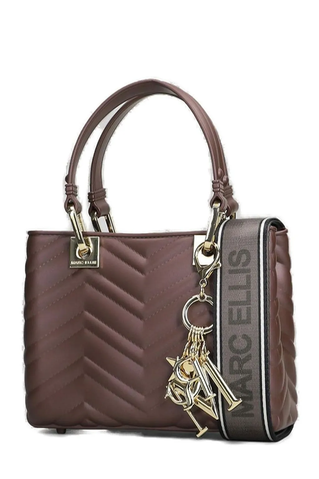 Handbag With Chevron Quilting And Charms