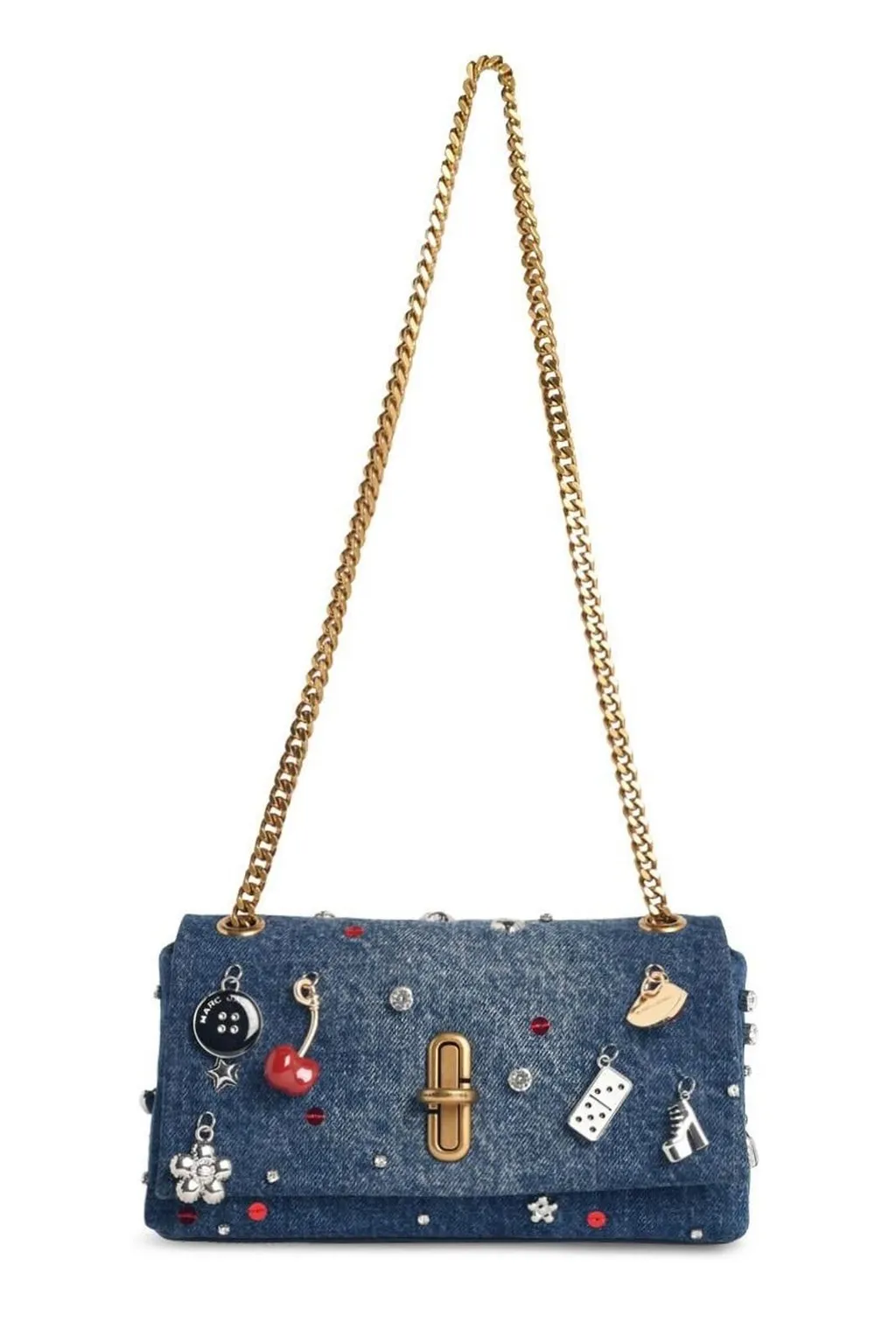 Denim Shoulder Bag With Charms