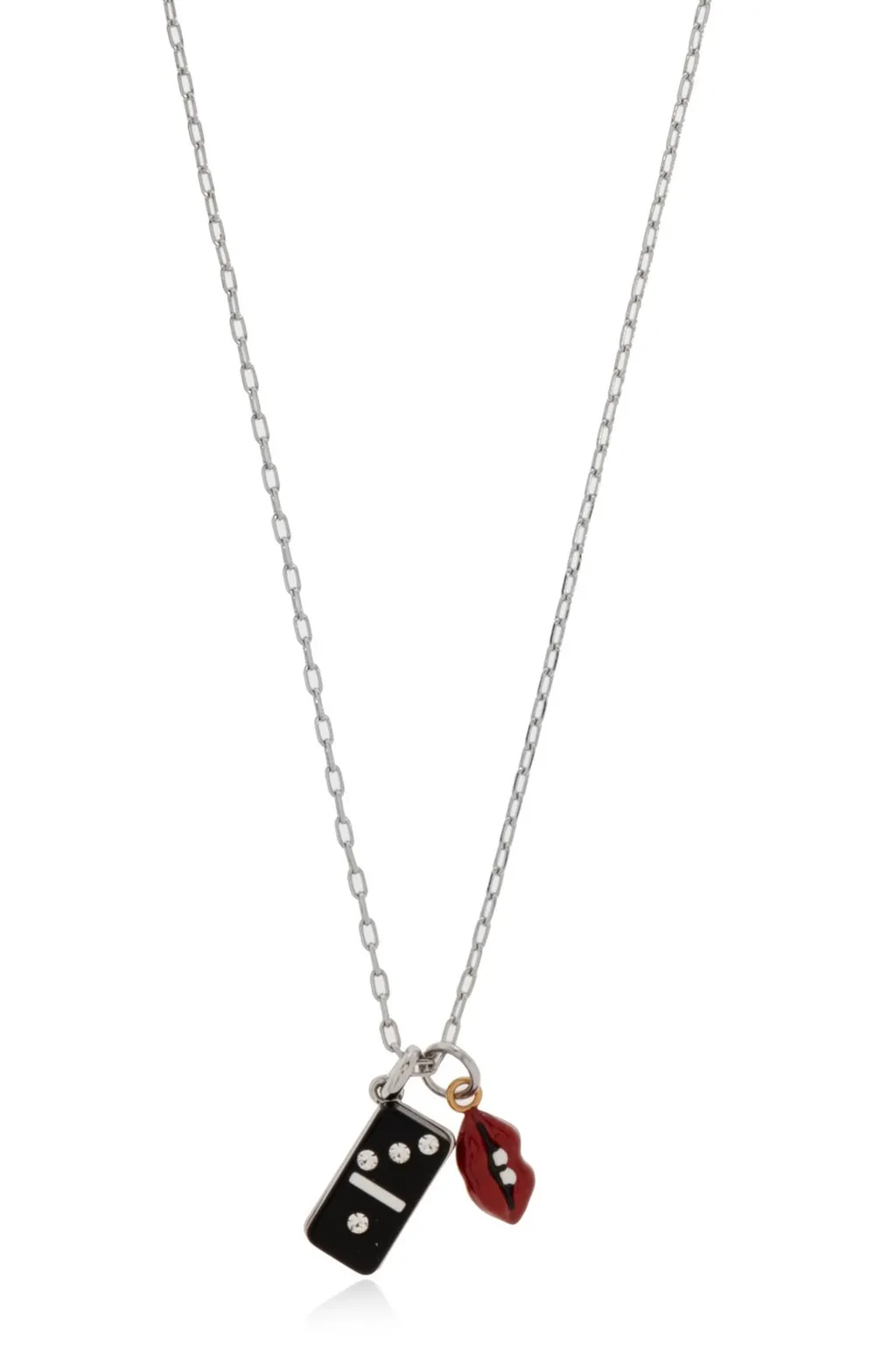 Domino And Lips Charm Necklace