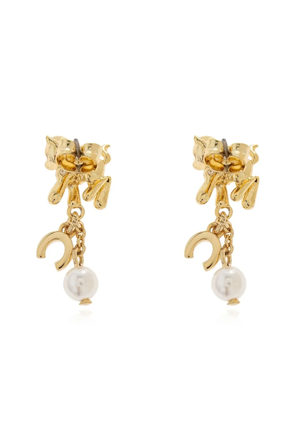 Tiger Charm Earrings With Pearl