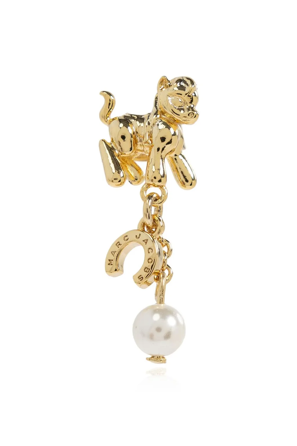 Tiger Charm Earrings With Pearl