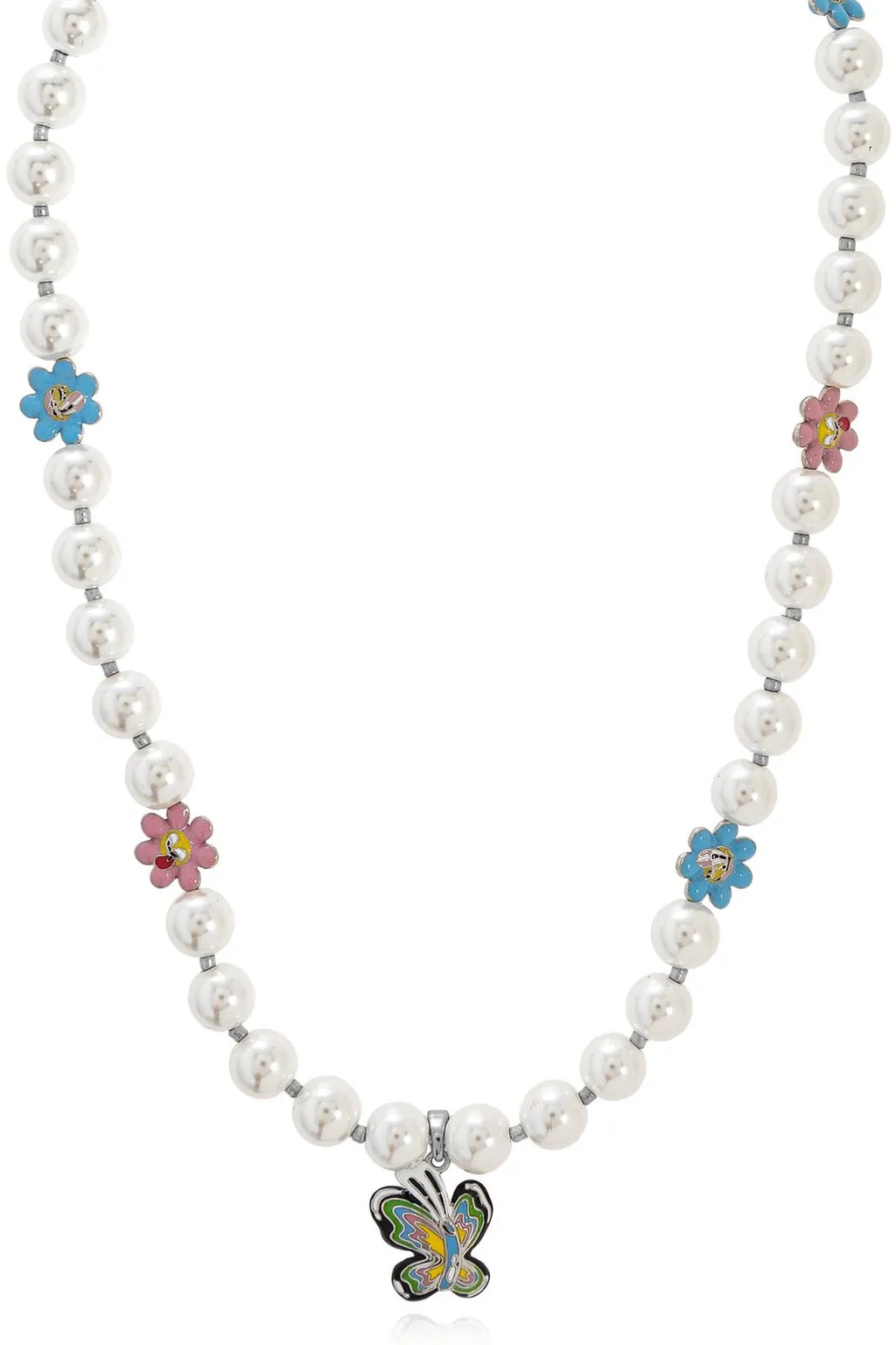 Pearl Necklace With Butterfly Pendant