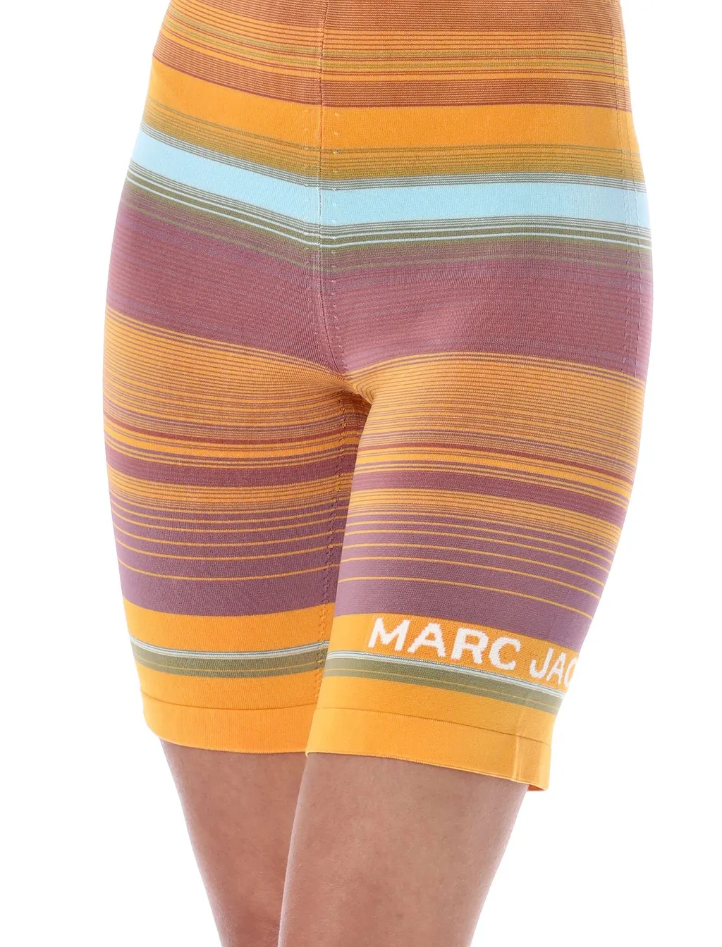 Striped High-Waisted Biker Shorts