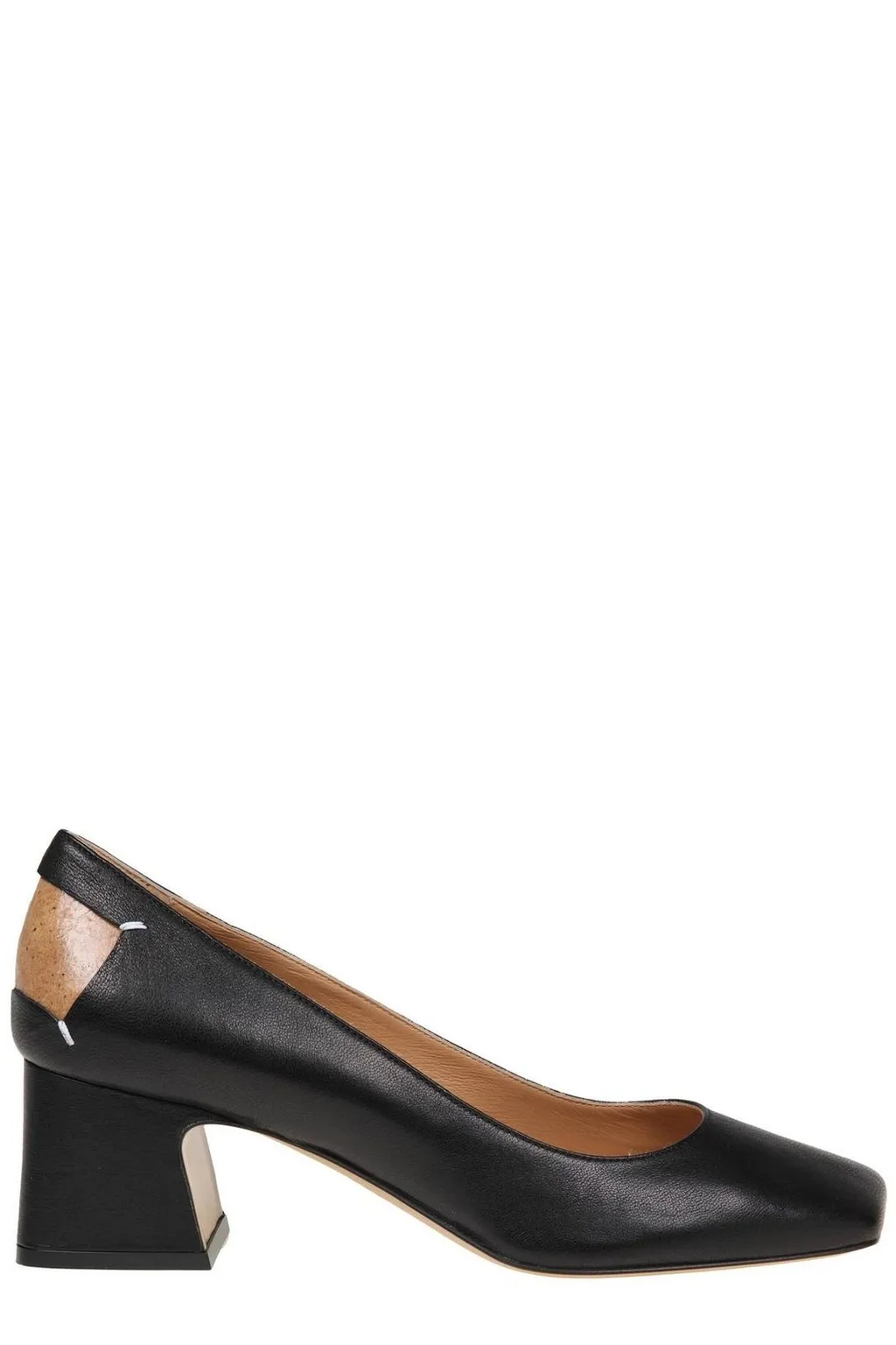 Square-Toe Block Heel Pumps