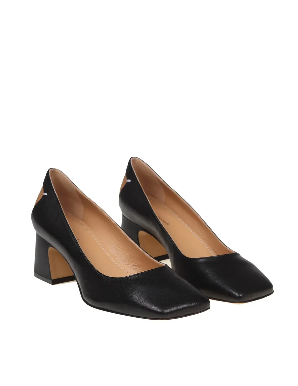Square-Toe Block Heel Pumps