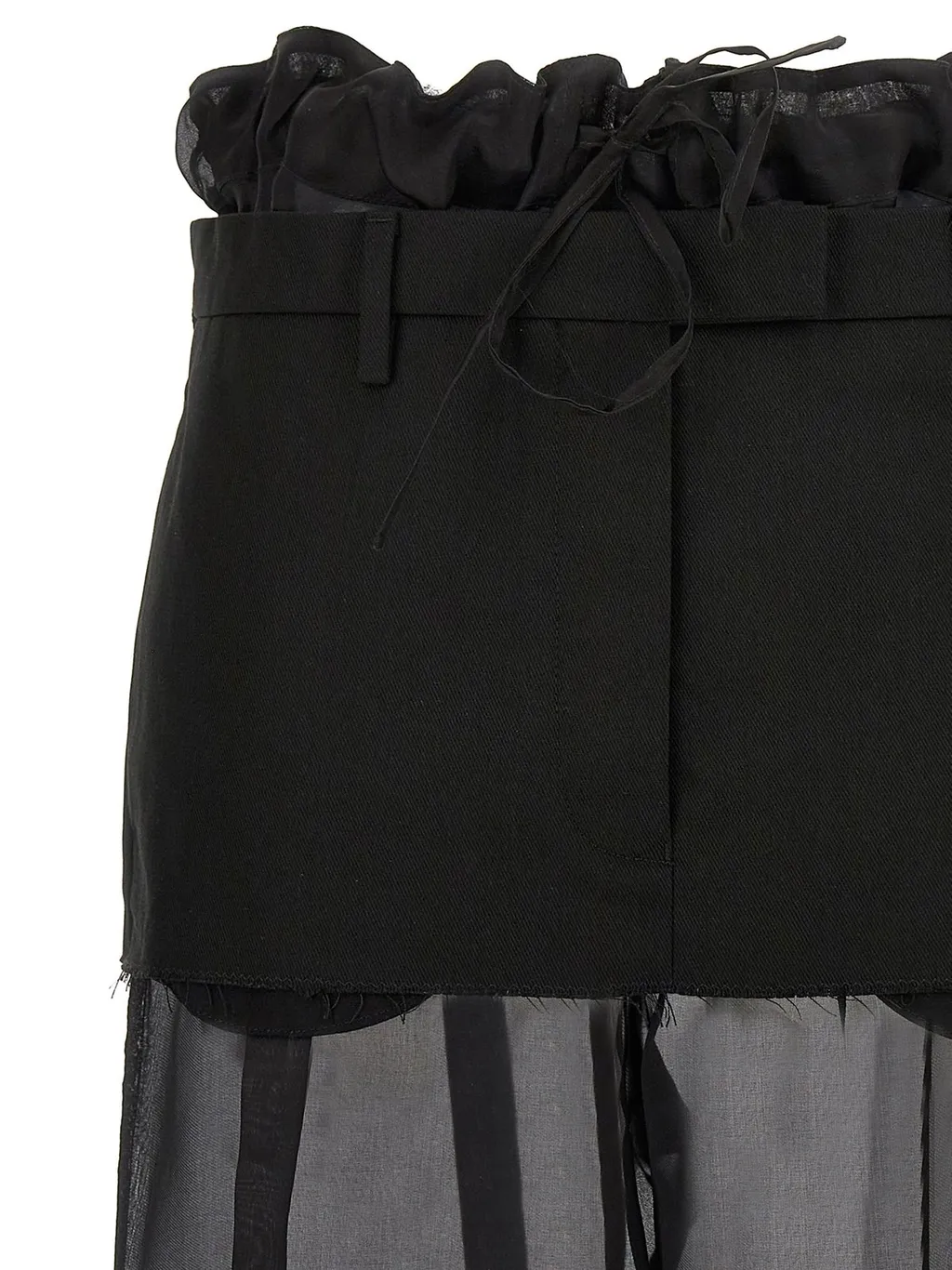High-Waisted Shorts With Sheer Overlay