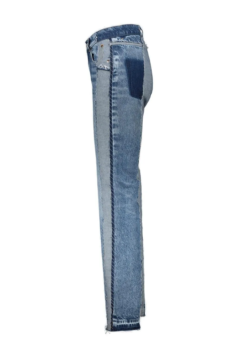 Patchwork Straight Leg Jeans