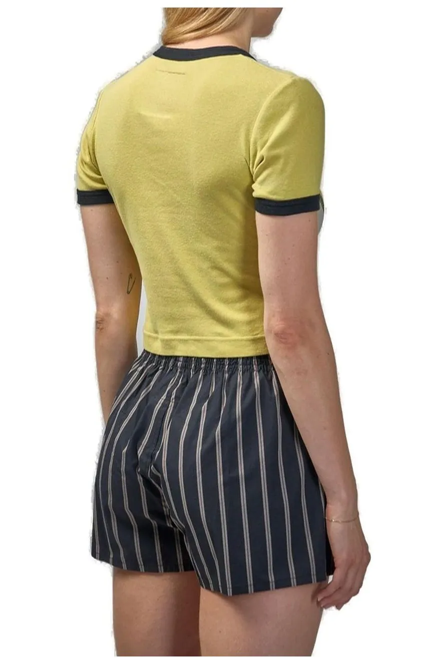 Graphic Smiley Face Cropped T-Shirt